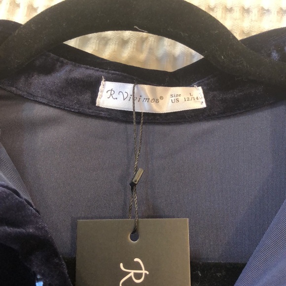 NWT Midnight Blue Velvet Tunic Dress - Picture 3 of 7